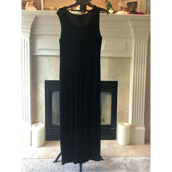 R&M Richards by Karen Kwong Women’s Black Elegant Tank Dress With Built in Neckl - Picture 2 of 6